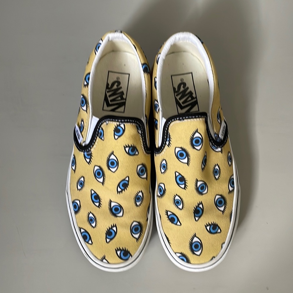 Vans Slip On Looking Glass Yellow and White Skate Shoes